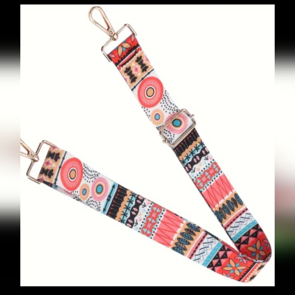 BOHO PATTERN Guitar /Purse Strap Feathers - Picture 1 of 5
